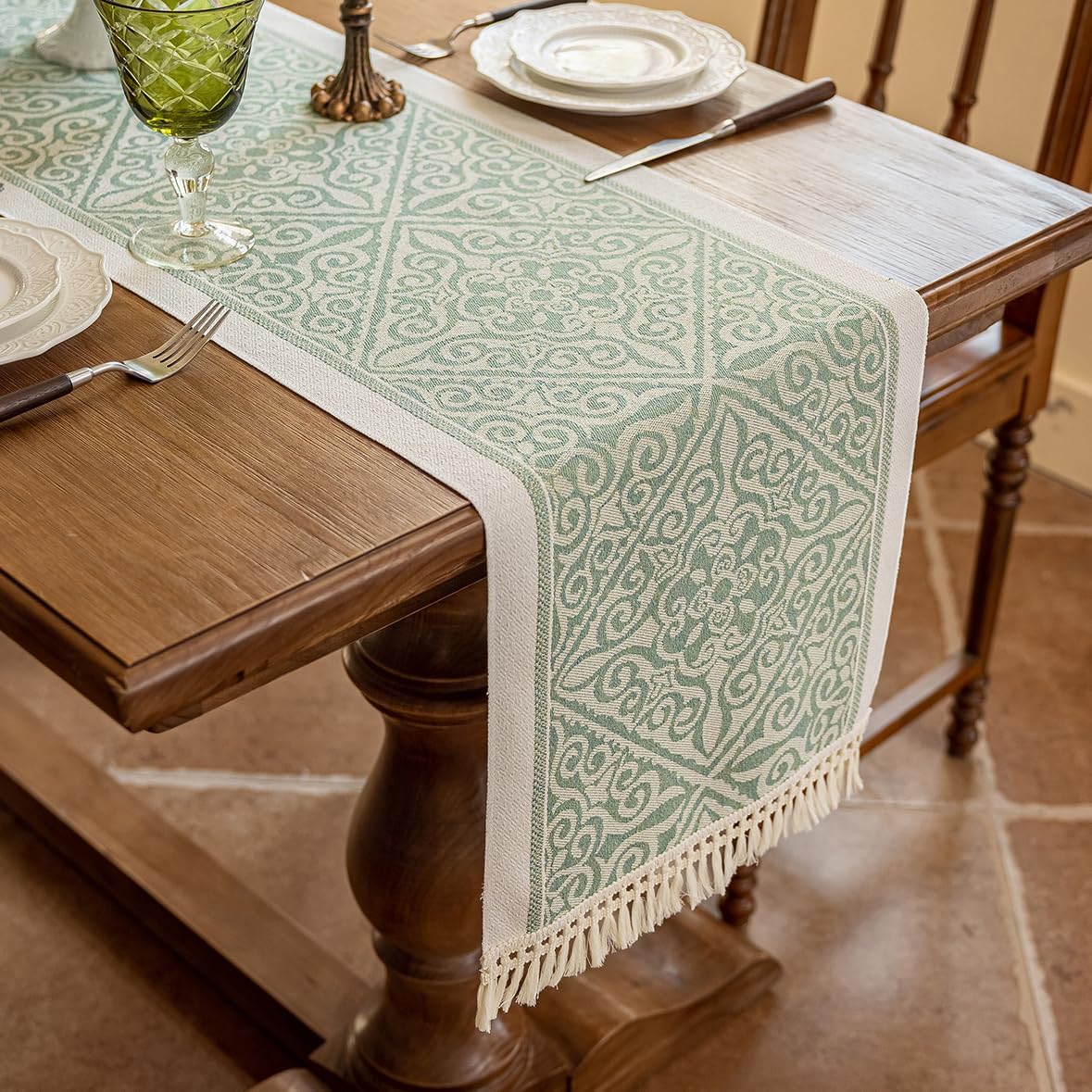 Table Runners 107 Inches,Waterproof Boho Table Runner with Tassel Fringe,Table Runner for Party Coffee Table