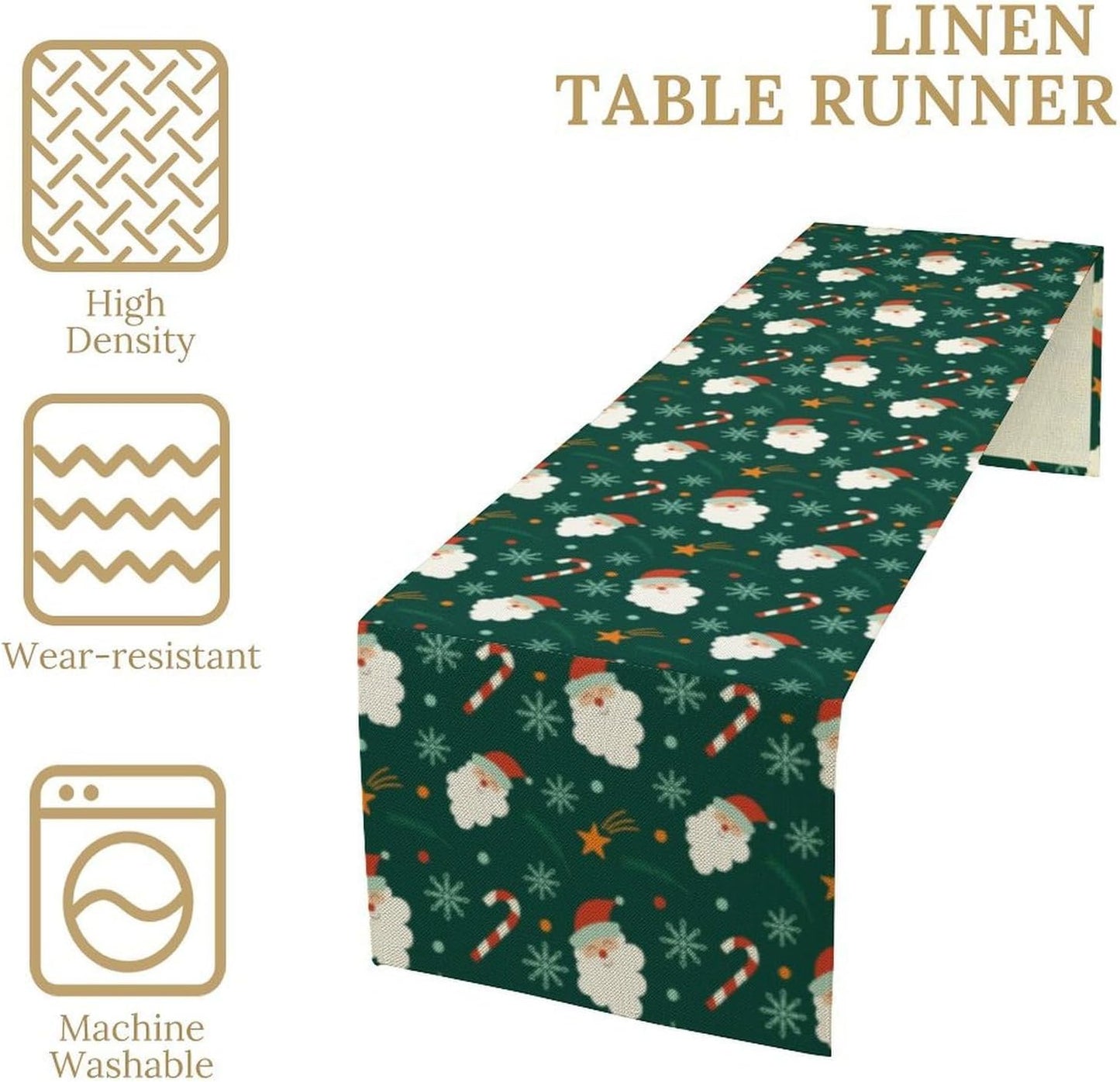 Christmas Table Runner,Seasonal Winter Xmas Holiday Green Table Cloth Kitchen Dining Table Decoration for Home Party Decor 13x108 Inch