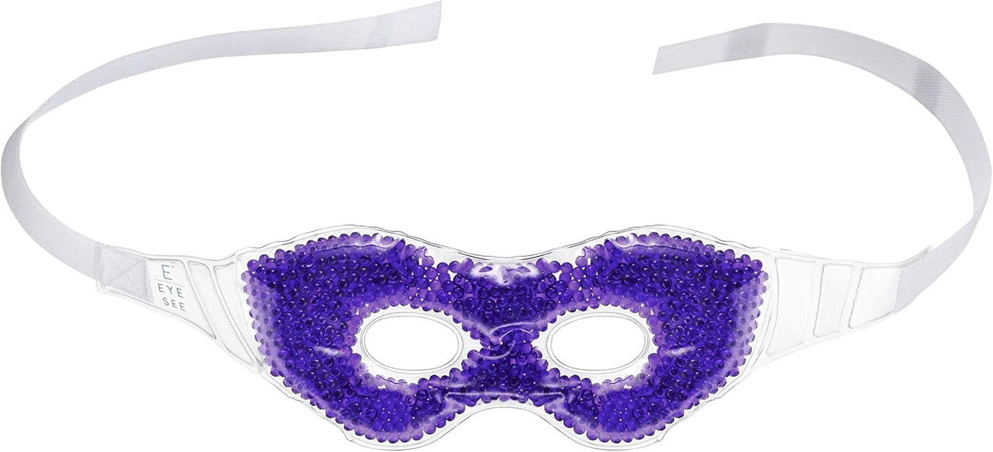 Eye See Gel Eye Mask, Purple - Cold Compress Ice Pack with Gel Beads - Microwave Safe for Heat Therapy - Great for Puffy Eyes, Dark Circles, Dry Eyes, Soothing Headaches