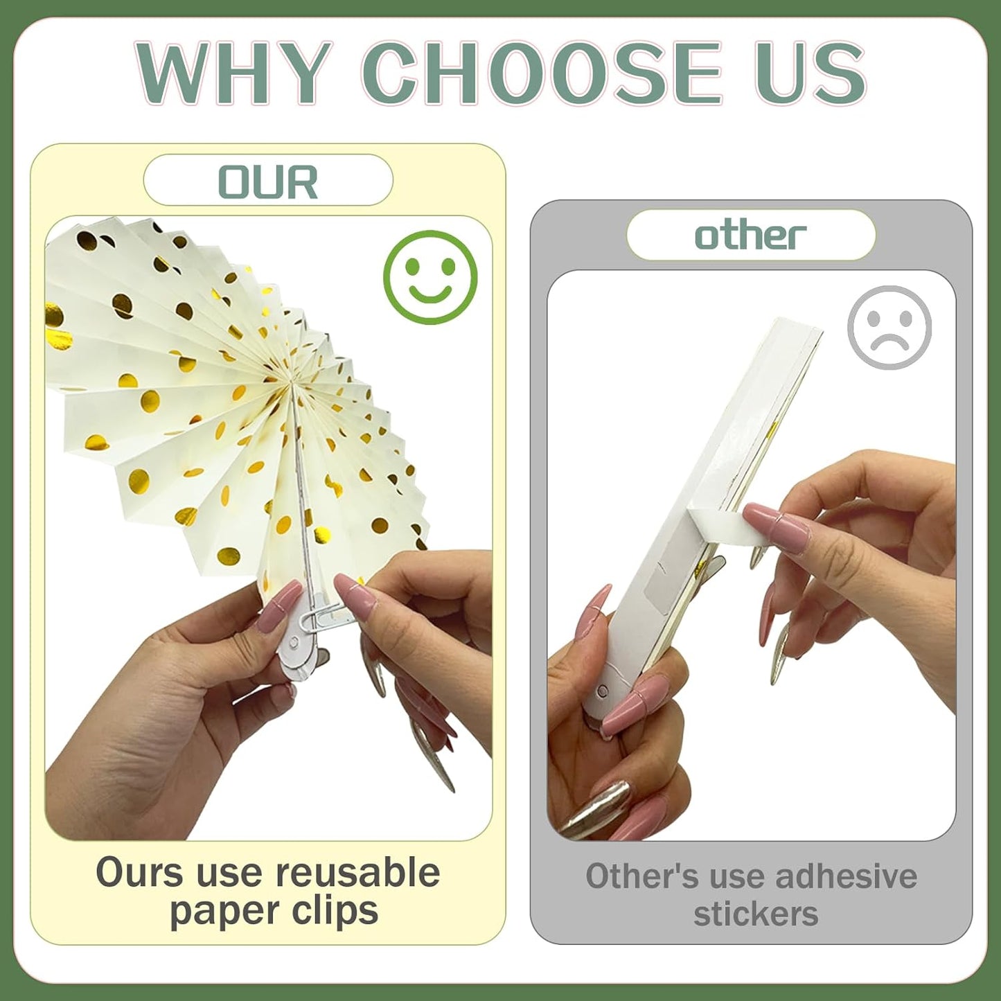 15Pcs Sage Green Party Decorations, Hanging Paper Lanterns Paper Fans Tissue Flower Pom Poms for Women Girls Birthday Wedding Bridal Baby Shower Green and Pink Party Decorations