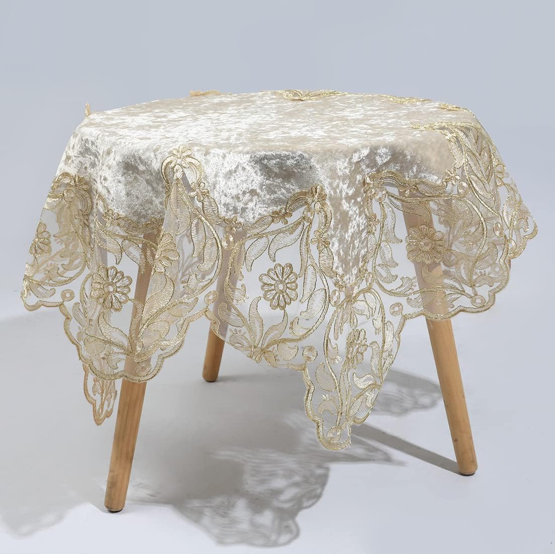 vctops Damask Lace Patchwork Tablecloth Luxury Square Small Table Cover Elegant Floral Embroidered Lace Table Cloth for Party Kitchen Dinning Picnic Decoration (Type M,22"x22")