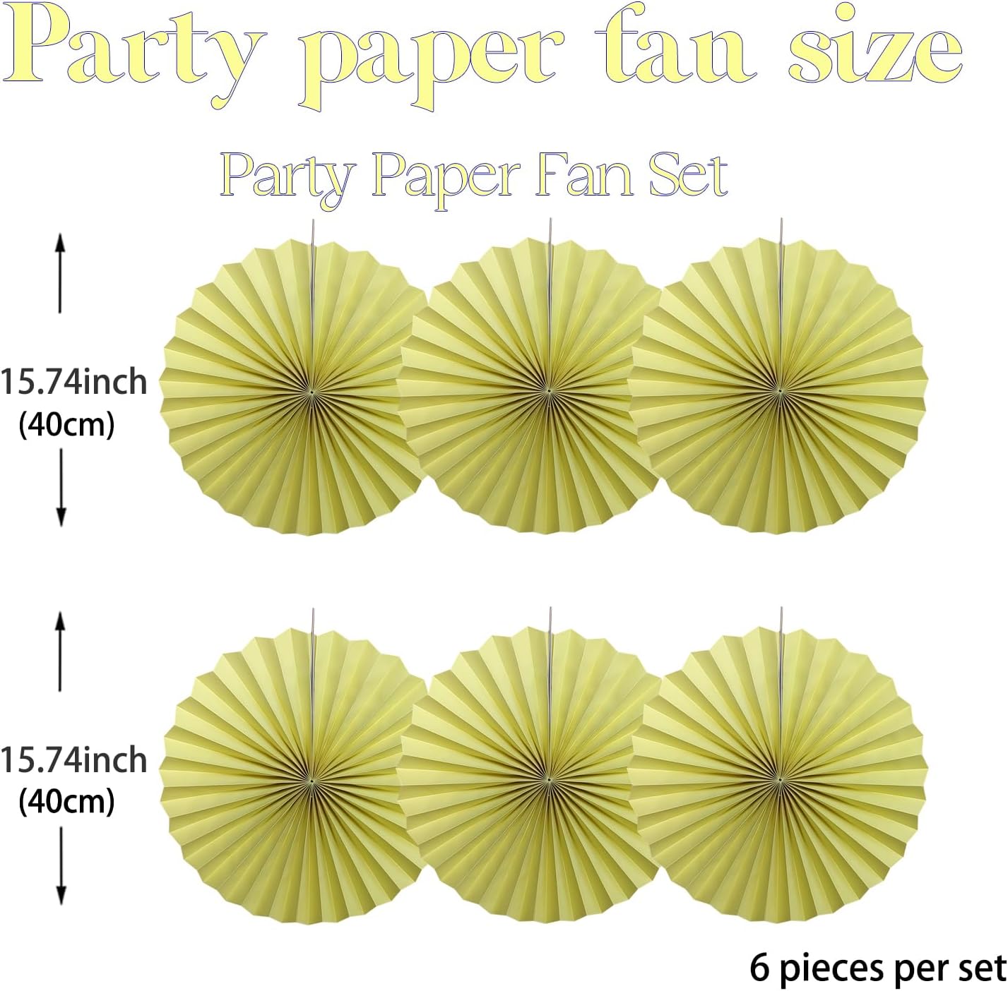 BARTHEW Yellow Hanging Paper Fans,Yellow Accessories Paper Decorations for Party,Color Party Decorations,Bee Themed Classroom Decor,16in Hanging Paper Fans 30 Color DIY Set （Light Yellow）