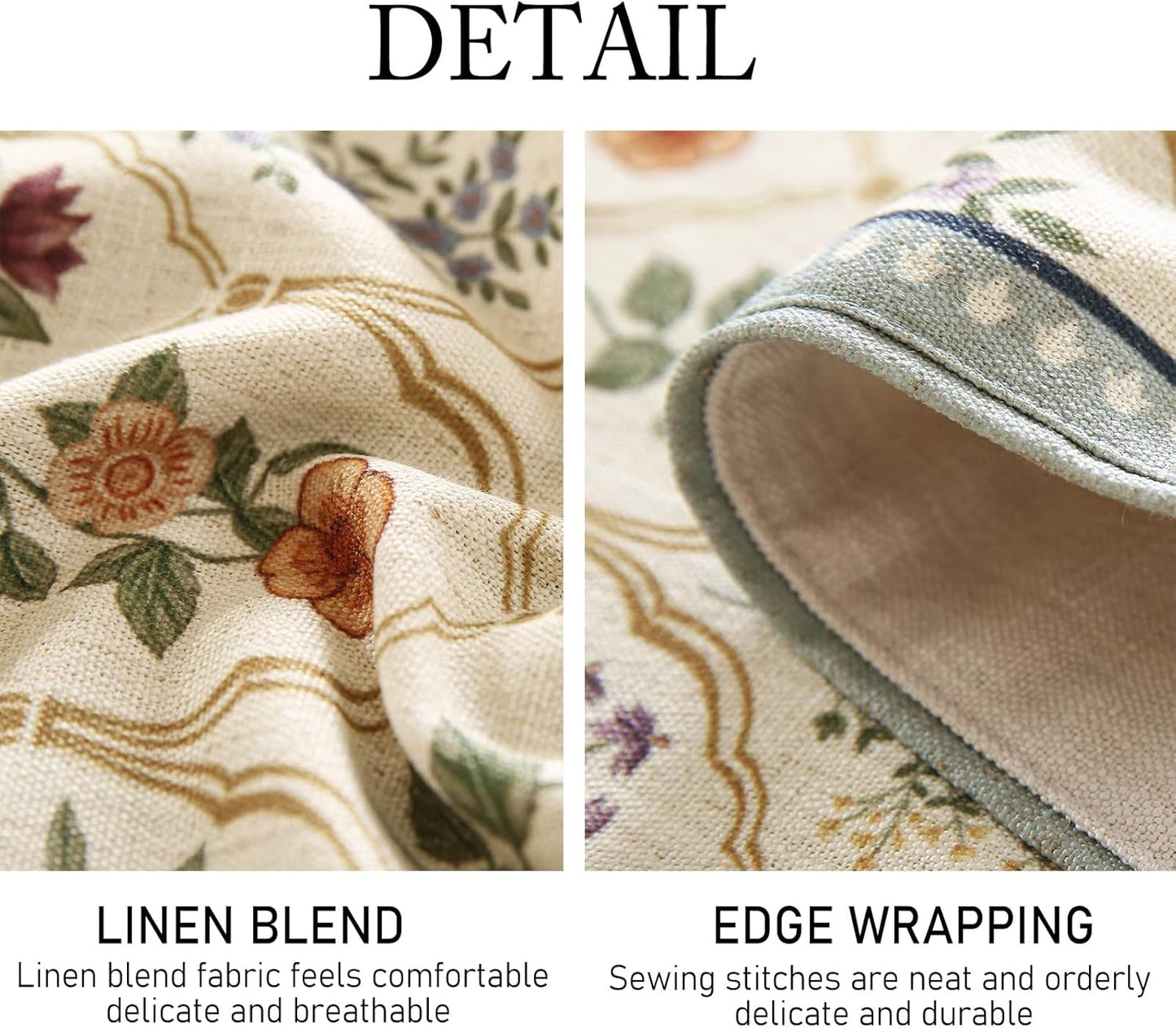 ISAENNE Designer Vintage Elegant Linen Table Runner 71 Inches Long,Colorful Wildflower Pattern Runner,Decor Table Runners for Dining Tables,Thanksgiving,Christmas,Banquet,12"*71"-Serenity B