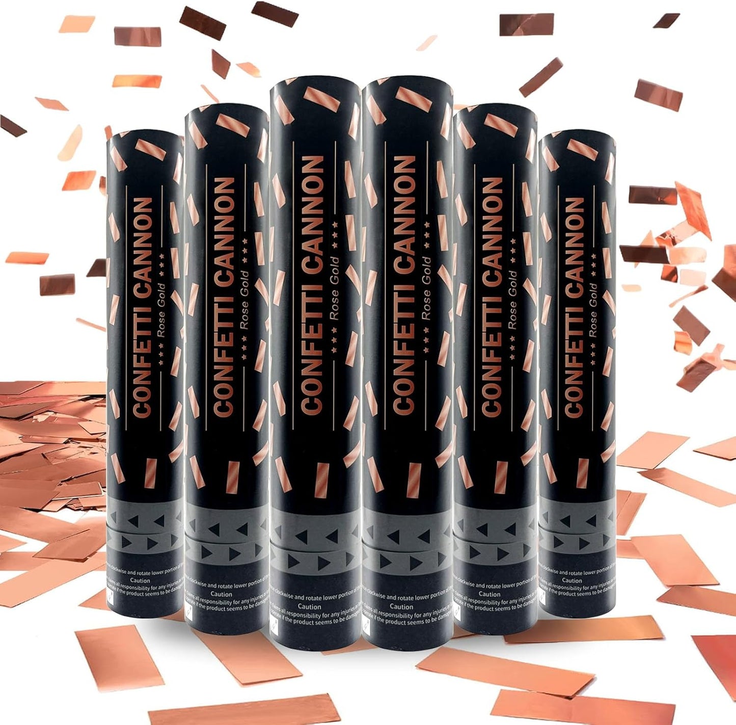 6 Pack Rose Gold Confetti Poppers, 12 Inch Confetti Cannon Party Poppers Shooters for Gender Reveal, Birthday, Wedding, Graduation, Anniversary, Parties, Christmas, New Year's Eve