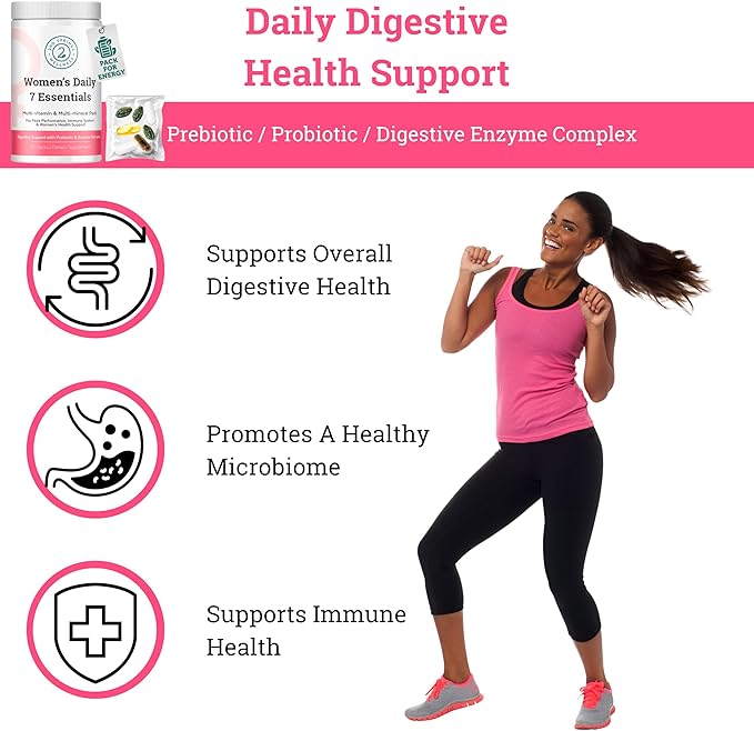 Daily 7 Essentials Women's Vitamin Pack -7 Pack Complete Women's Multivitamin Packet with Energy, Metabolism, Immune System, Female Health Support with Probiotics, More