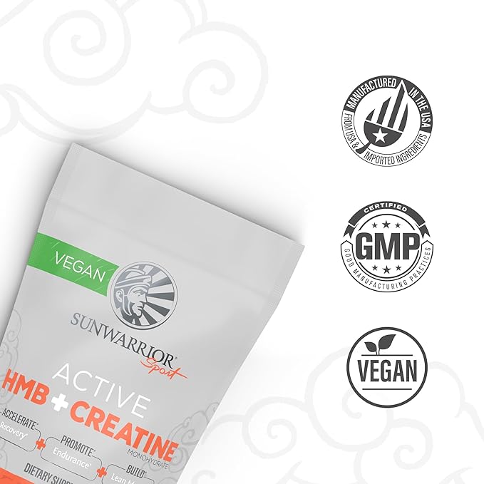 Sunwarrior HMB + Creatine Monohydrate Powder Micronized PreWorkout Leucine Recovery Supplement for Men & Women 240g Pouch | Unflavored 30 Servings