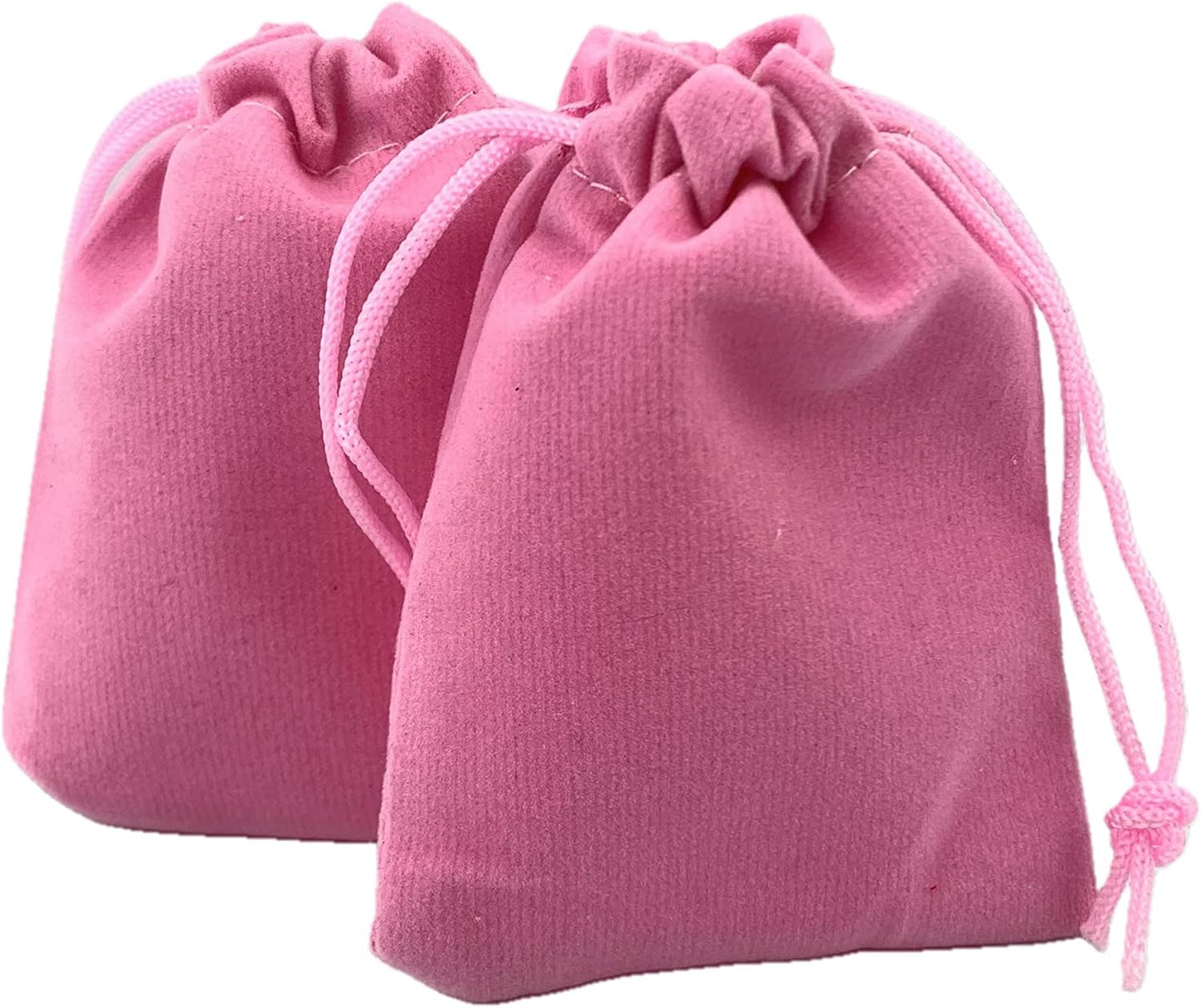 Palmhomee Pack of 48 3x4 Inch Velvet Drawstring Bags Gift Bag Velvet Pouch For Jewelry Wedding and Party Favor (Pink)