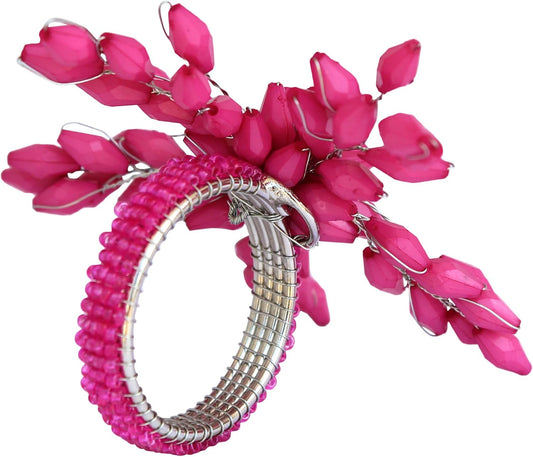 Napkin Rings Set of 12 for Dining Table Decoration Parties Everyday Metal Napkin Holder Leaf Pink (Pack of 12)