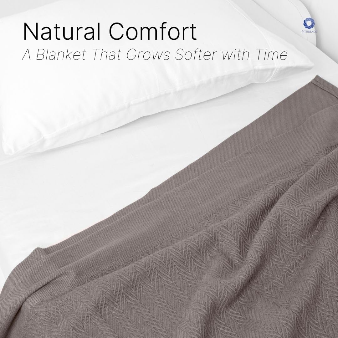 100% Cotton Herringbone Blankets, 90"X90" Queen, Throw Blanket for Bed All Season Cotton Blanket, Cozy Blanket,Throws & Bed Blanket, Throw Blanket for Couch, Modern Home Decor -Charcoal Grey