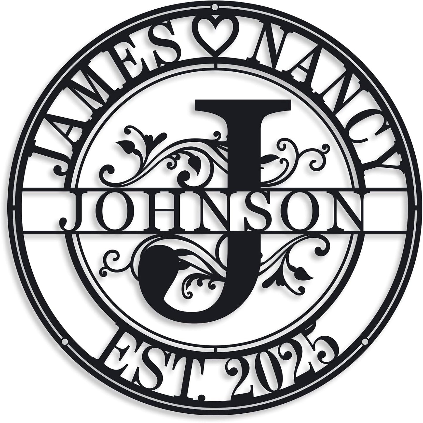 Personalized Family Name Sign Last Name Signs for Home Custom Metal Sign Metal Name Signs Personalized Metal Signs Monogram Wall Decor Anniversary Gifts Personalized Wedding Gifts