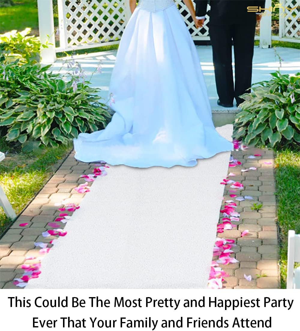 ShinyBeauty 4x20 FT Wedding Aisle Runner Rug - White Waterproof Non-Slip Ceremony Carpet for Outdoor, Beach, Party Events