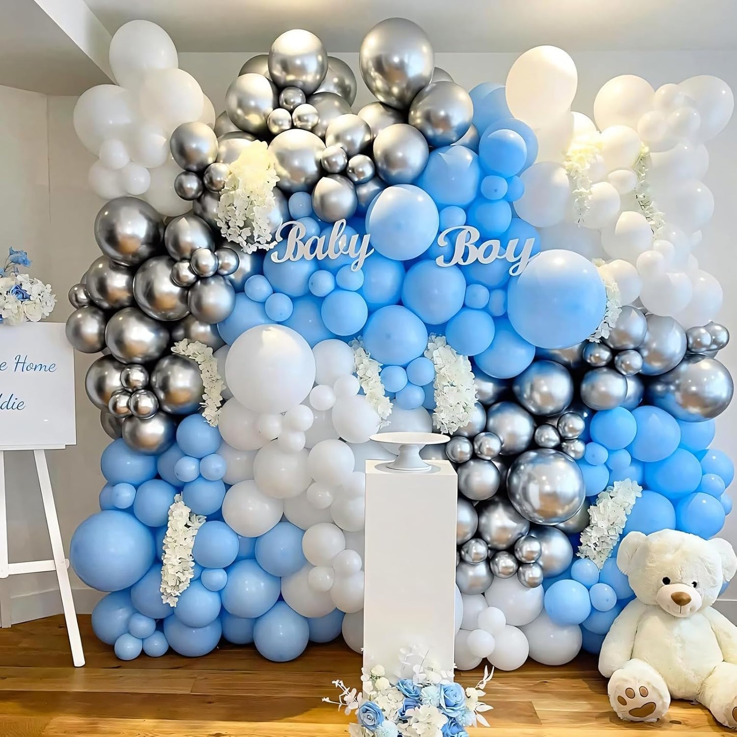 110pcs Pastel Blue Balloons 12 Inch Latex Light Blue Balloon Garland Arch Kit for Birthday Baby Shower Wedding Anniversary Graduation Party Decorations