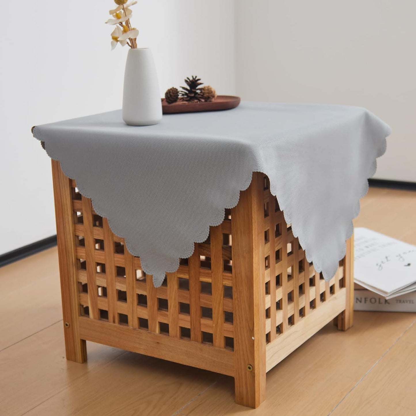 Small Square Grey Tablecloth 24 x 24 Inch Polyester Fabric Washable Table Cover Decorative Wrinkle Resistant Solid Color Table Cloth for Nightstand Party Wedding Camping