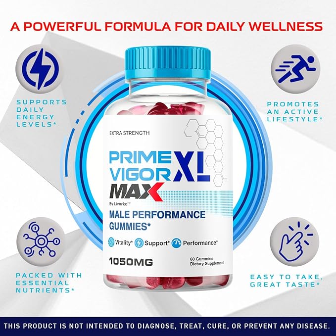 (2 Pack) Prime Vigor XL Max - PrimeVigor XL Max Gummies for Men - Maximum Strength, Prime Vigorxl for Men, Primevigormax Advanced Formula Gummys, Primevigorgummies Supplement, 120 Gummies for 2 Months