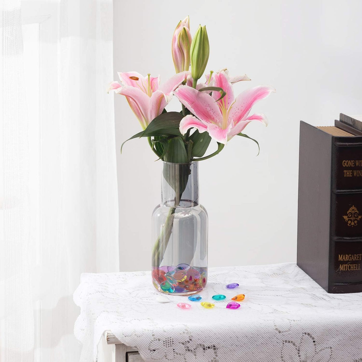 Acrylic Hearts Shaped Crystals Gems Light Royal Blue for Table Scatter, Valentine's Day, Wedding, Artwork, Birthday Party Decoration, Favor Vase Filler (150 Pieces)