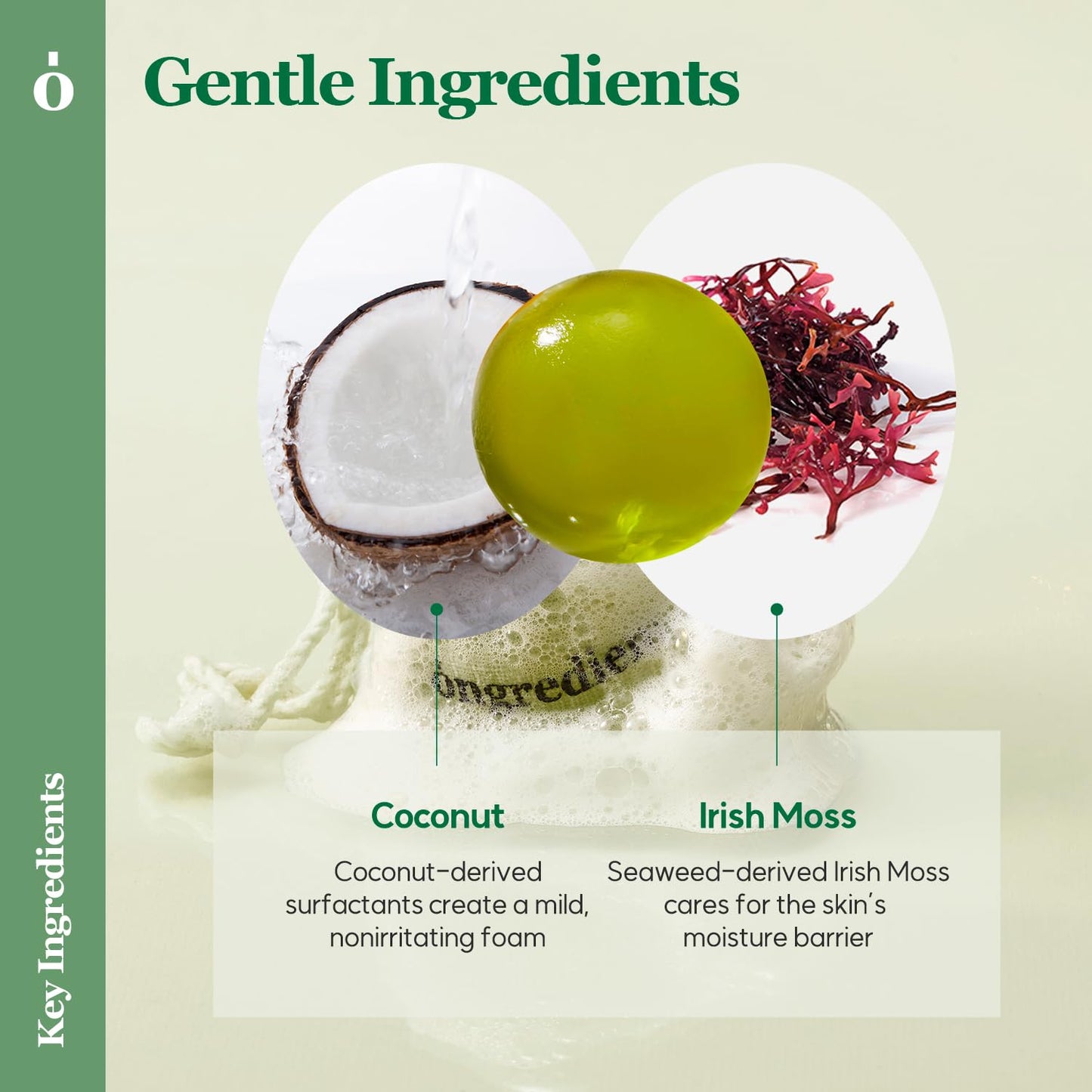 ONGREDIENTS Green Tea Cleansing Ball, Face Soap Bar, Jelly Ball Cleanser, Facial Cleanser, 3.8 Ounce