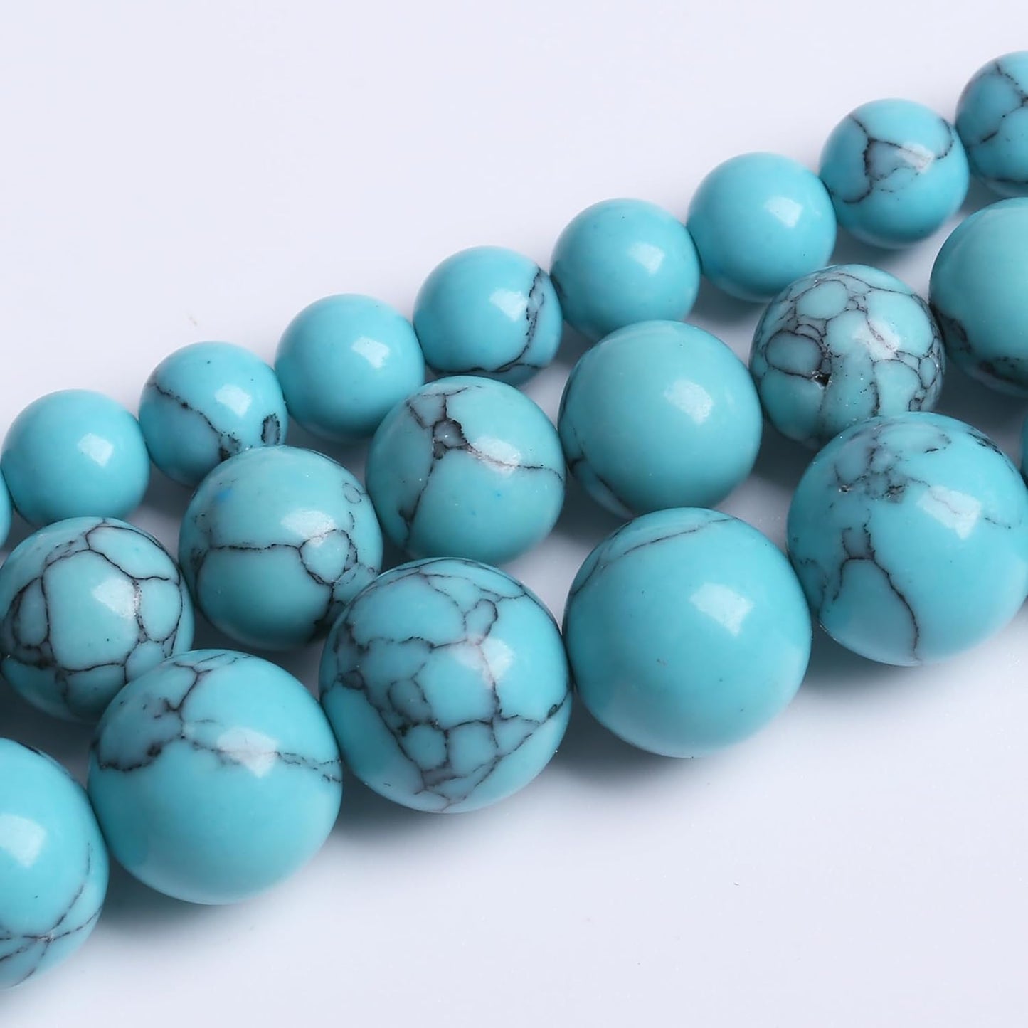 Lake Blue Turquoise Stone Beads Gemstone Round Crystal Energy Jade Beads Stone Beads for Jewelry Making DIY Bracelet Necklace Jewelry Making 1 Strand 15.5inch 45PCS 8MM