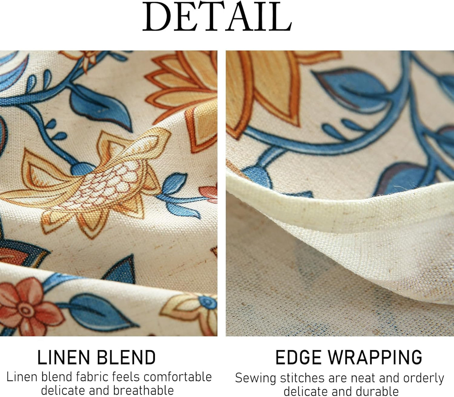 ISAENNE Designer Bohemian Floral Round Tablecloth,Linen Colorful Table Cloth,Wrinkle Resistant Decor Tablecloths for Dining Thanksgiving Kitchen Party Christmas,Diameter 67"-Estevan B