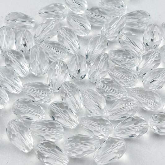 200pcs 3x5mm Teardrop Crystal Glass Beads for Jewelry Making, Faceted Vertical Hole Teardrop Glass Spacer Beads for Wind Chimes Bracelet Earring Necklace DIY Craft(Transparent)