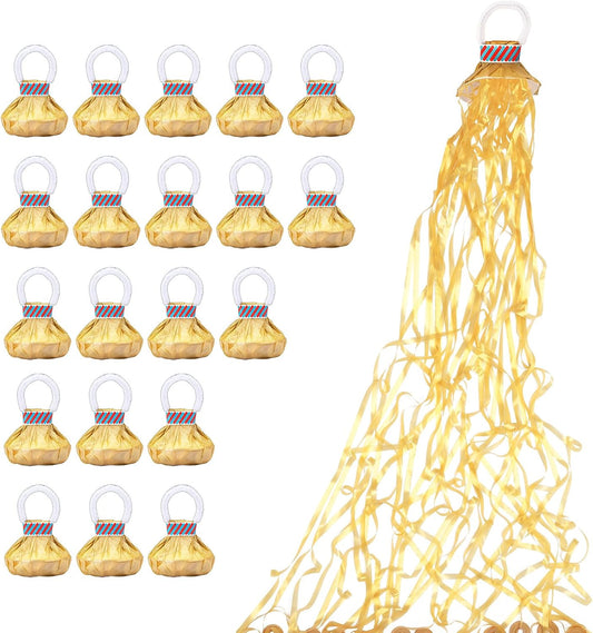Confetti Poppers, 20Pack Plastic No Mess Streamers, Party Poppers for Birthday,Wedding,Celebrations,Graduation Party (Gold, 20 Pack)