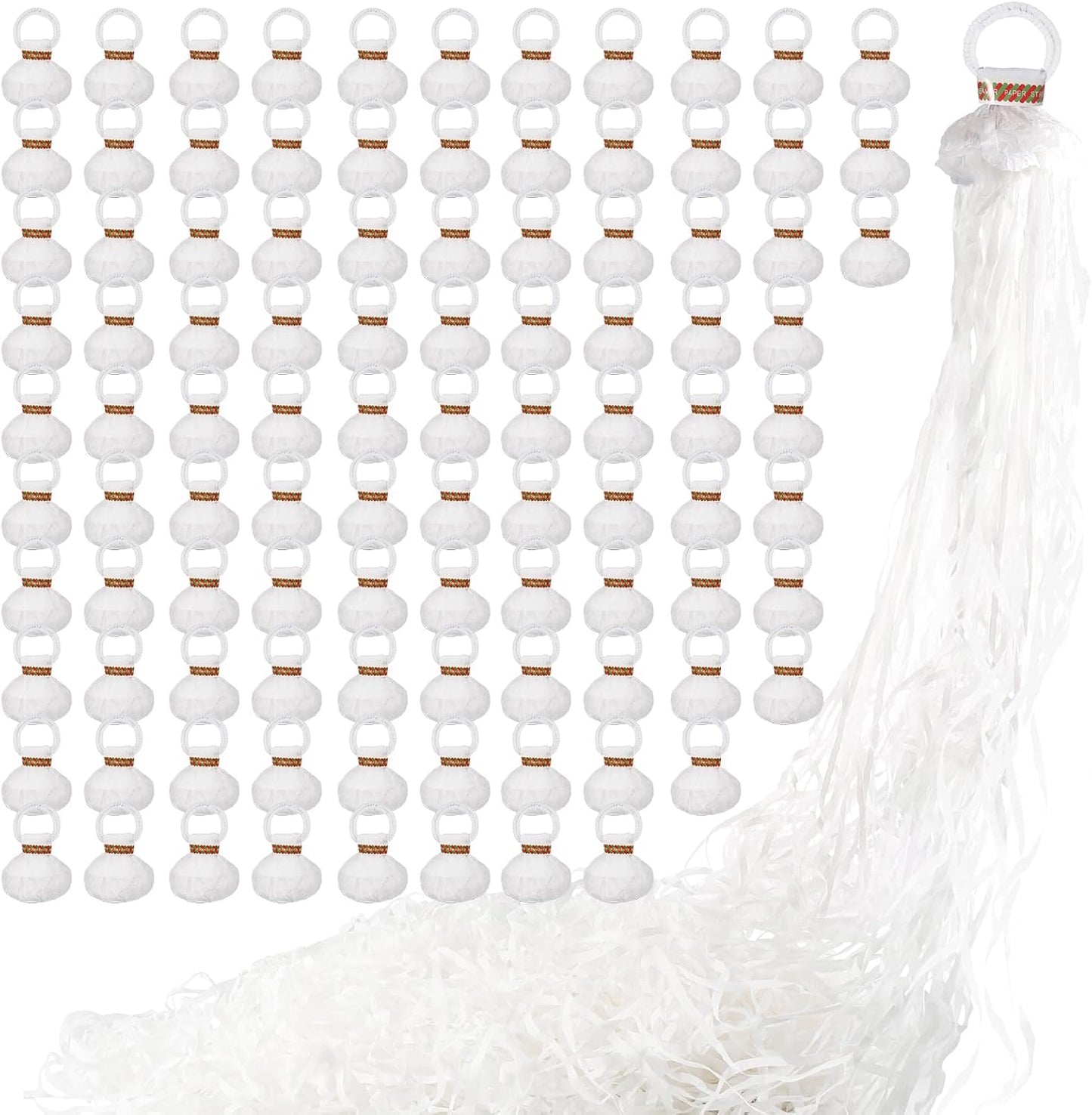 No Mess Streamers 100pack, White Confetti Poppers,Hand Throw Party Poppers No Mess for Birthday, Graduation, Wedding Send Off, Engagement Party Favors（White 100Pack）