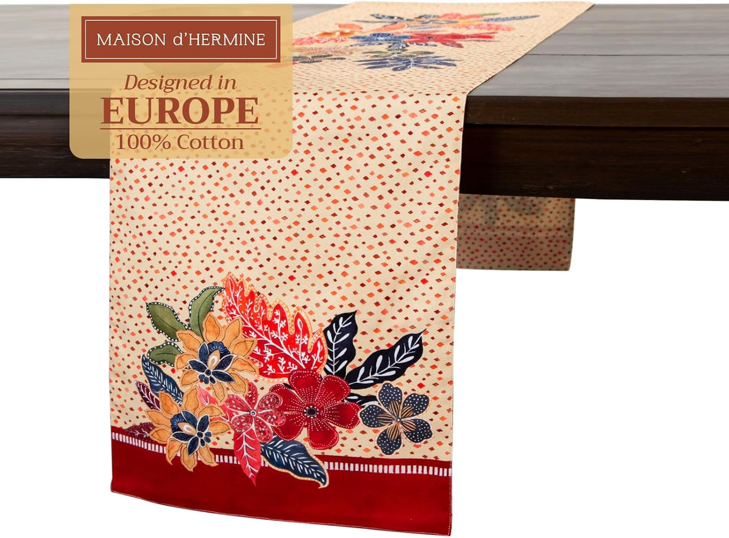 Maison d' Hermine Table Runner 100% Cotton Double Layer Table Runners 108 inches Long for Thanksgiving Christmas Decorations Home Kitchen Dining Party Wedding (Kalahari, 14.5" x 108")