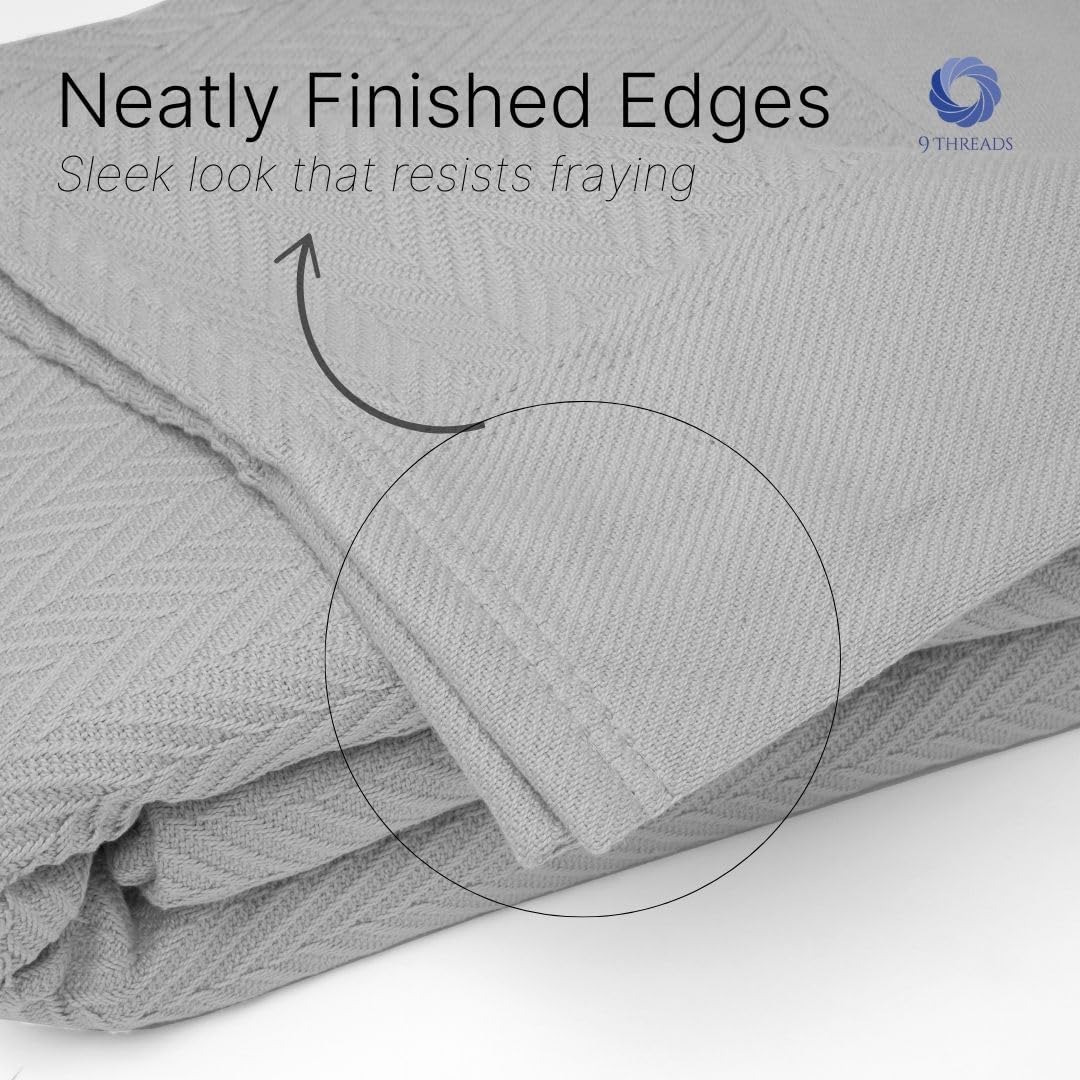 100% Cotton Herringbone Blankets, 90"X90" Queen, Throw Blanket for Bed All Season Cotton Blanket, Cozy Blanket,Throws & Bed Blanket, Throw Blanket for Couch, Modern Home Decor -Scottish Grey