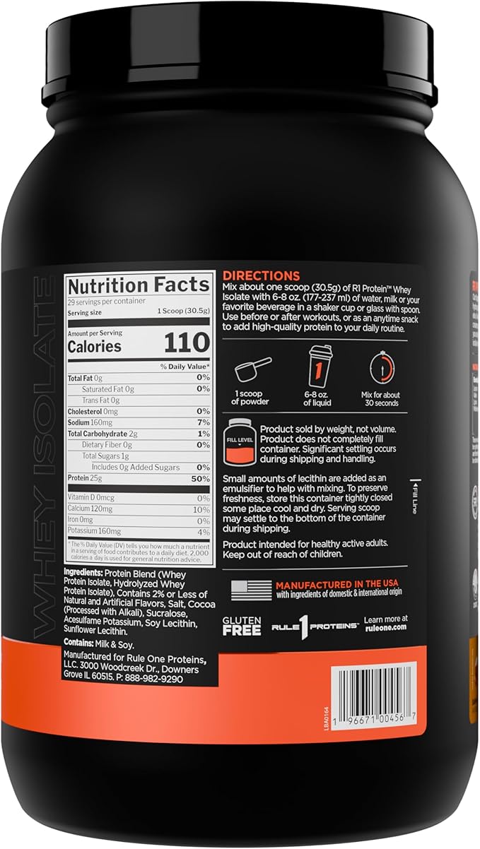 Rule 1 R1 Protein Whey Isolate - with 25g Protein & 6g BCAA Exclusively from Isolated & Hydrolyzed Sources for Workout Recovery (2 Pounds*, Salted Carmel)