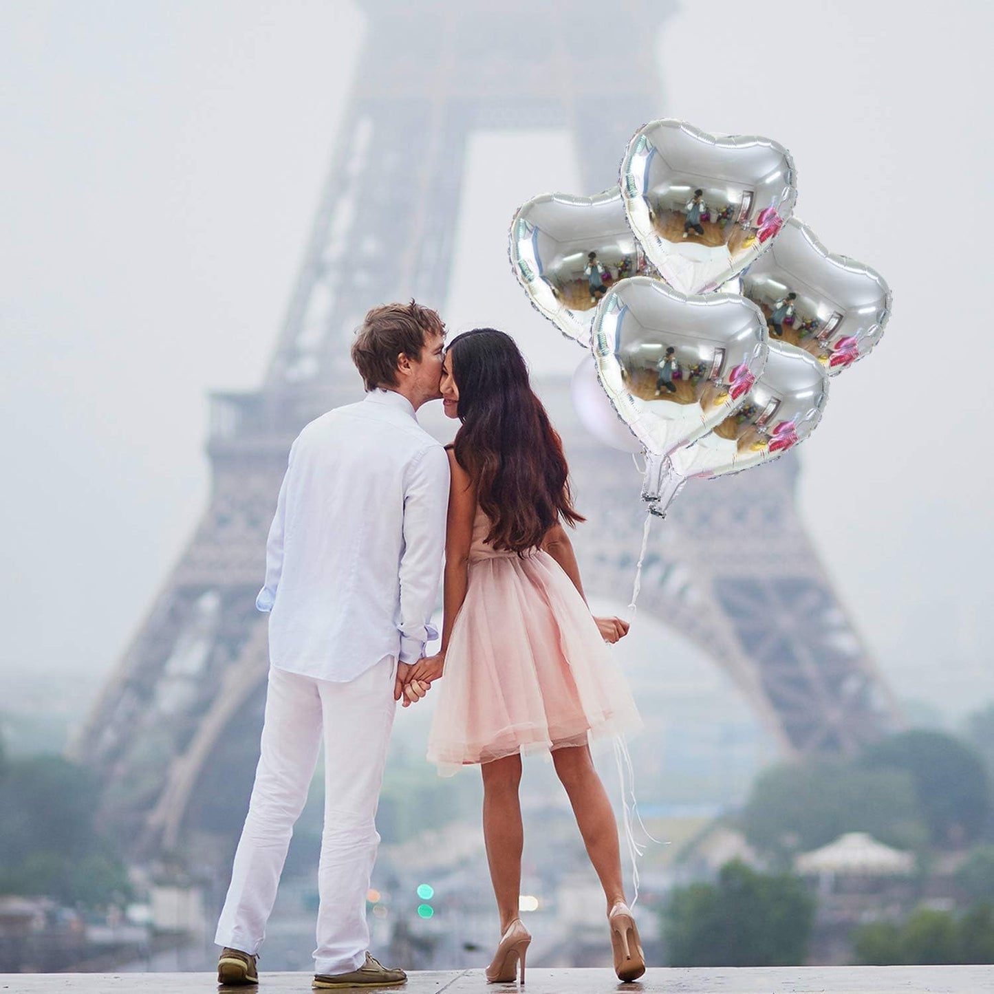 50 Pcs 10 inch Heart Shape Foil Mylar Balloons for Birthday Party Decorations, Wedding Decorations, Engagement Party, Valentine's Day, Celebration, Holiday, Show, Party Activities (Silver)