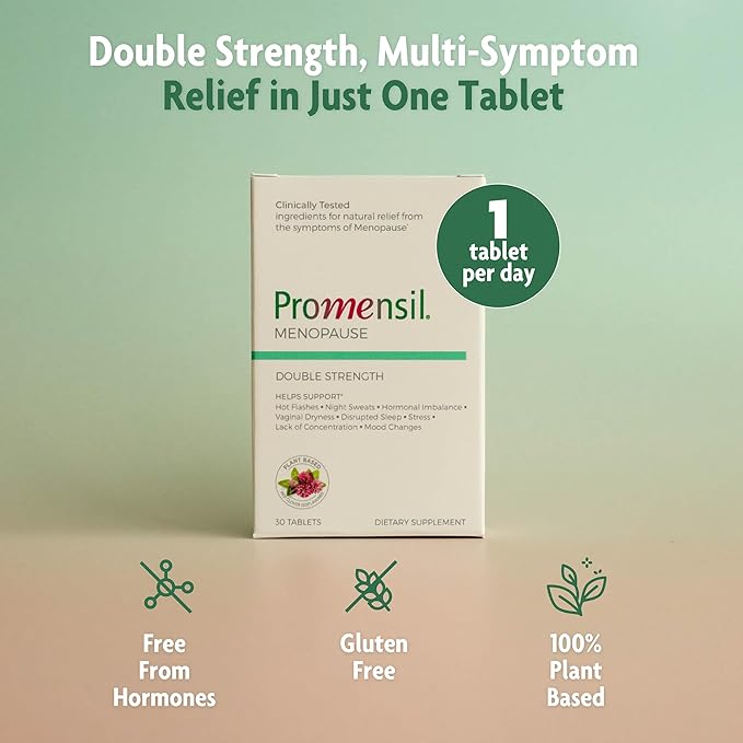 Promensil Menopause Double Strength Supplements for Women - Red Clover Isoflavones, Helps Support Hot Flashes, Night Sweats, Restlessness - 30 Count (Pack of 2)