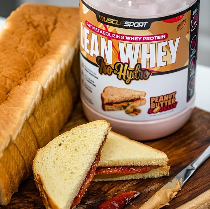 Musclesport Lean Whey Revolution™, Whey Protein Isolate with Hydrolyzed Whey - Low Calorie, Low Carb, Low Fat, Incredible Flavors - 25g Protein per Scoop (2LB, Peanut Butter & Jelly)