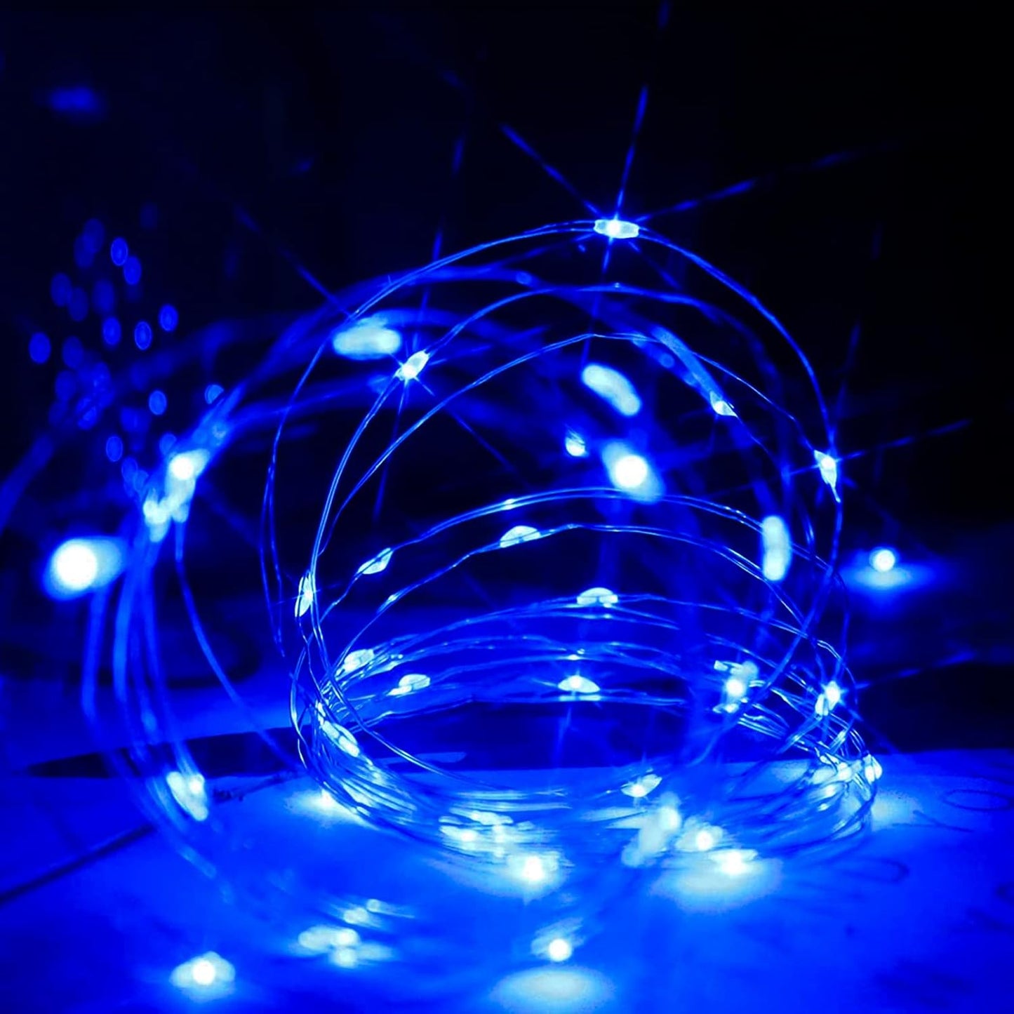 16 Pack Led Fairy Lights Battery Operated String Lights 10 Feet 30 LED Waterproof Twinkle Lights Mason Jar Lights Silver Wire Firefly Lights for Christmas Party Wedding Patio (Blue)
