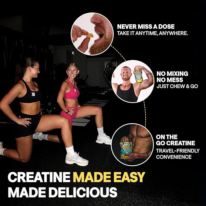 Creatine Monohydrate Gummies for Men & Women 5000mg - Made in USA, Potency Tested, Vegan, Supports Muscle Growth, Strength & Cognitive Function, Non-GMO Gluten-Free Lemon Flavored Creatine 150 Chews