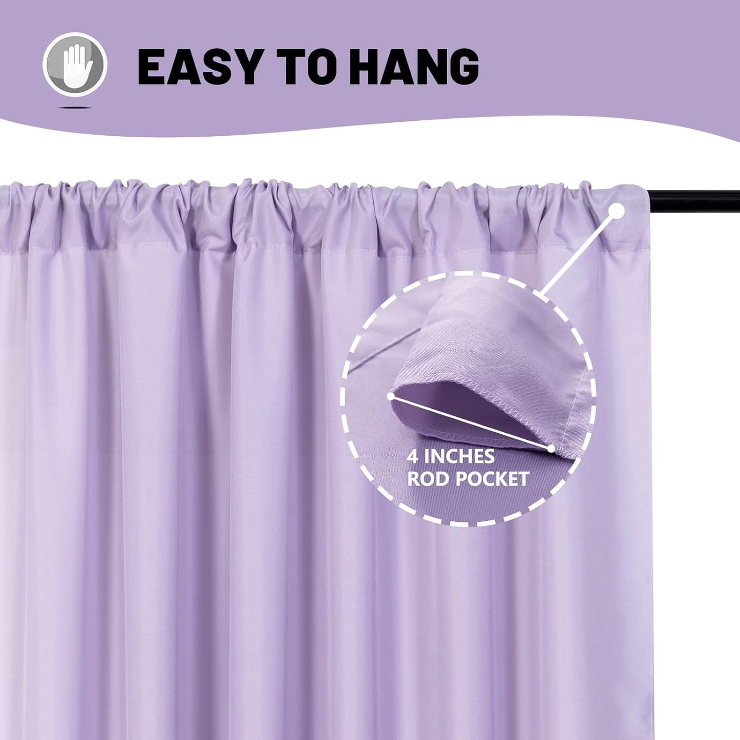 MYSKY HOME 10ft x 10ft Purple Background Curtains - Drapes for Parties, Weddings, Stage & Baby Showers - 2 Panels with Rod Pocket