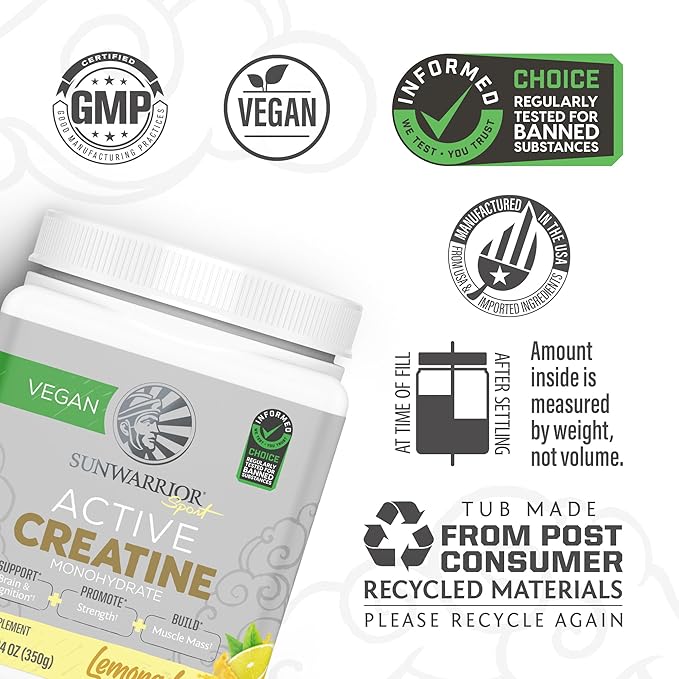 Creatine Monohydrate Powder Micronized PreWorkout Recovery Supplement Support Muscle Building Strength Training Cognition Vegan & Keto Friendly, Easily Mixes 50 Servings Lemonade Flavored