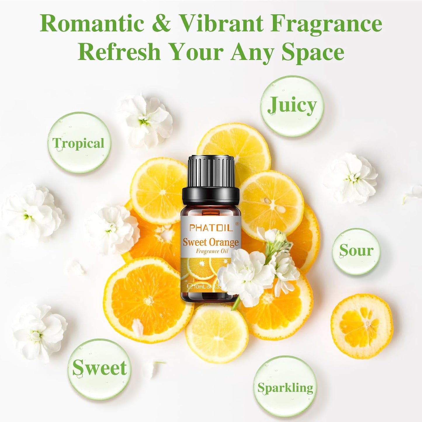 PHATOIL 10Pcs Fruity Fragrance Oil Set, Coconut, Cherry, Apple, Strawberry, Mango Candle Scents for Candle Making, Freshie Scents for DIY Soap Making, Diffuser Oil Scents Set