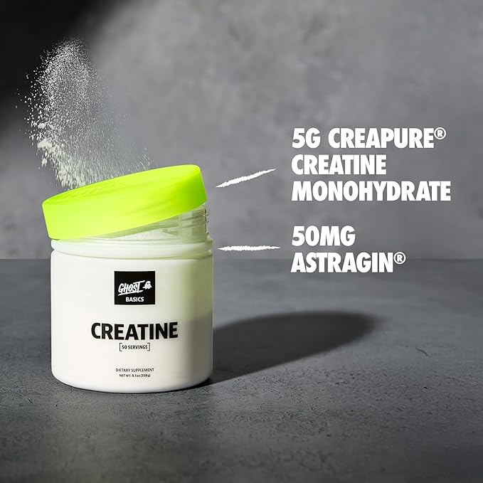 GHOST Basics Creatine Monohydrate Powder for Men & Women – 5G Creapure Creatine Workout Supplement for Muscle Gain – Vegan, Soy Free & Gluten Free - 50 Servings
