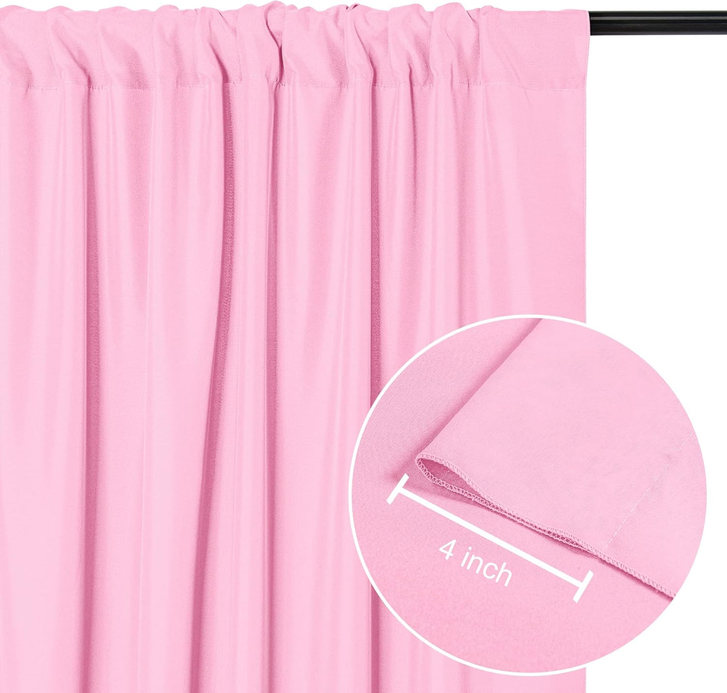 DWCN 10x7 FT Pink Backdrop Curtains for Parties, Photography Backdrop Drapes with Rod Pockets for Wedding Decorations Stage Birthday Family Gatherings, 2 Panels 5ft x 7ft