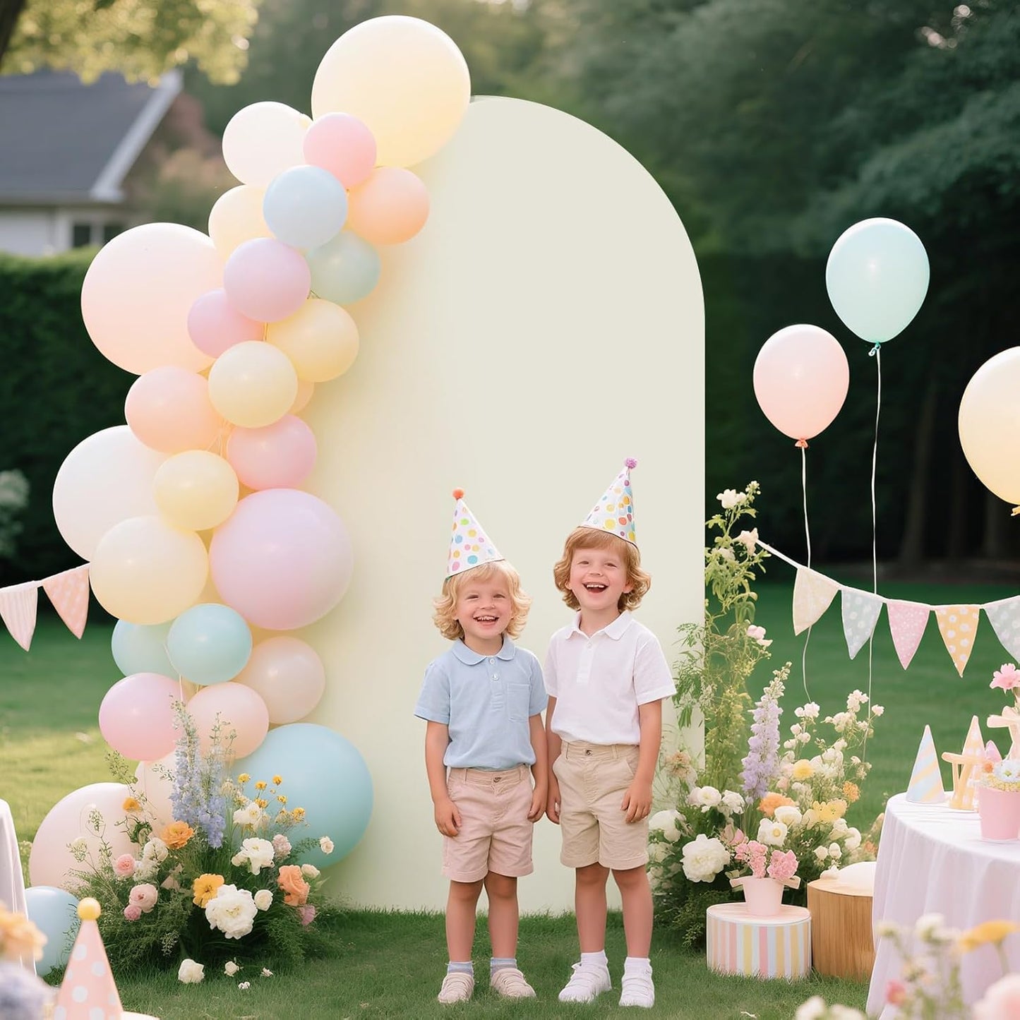 Ledido Wedding Arch Backdrop Cover 6FT Arch Covers Fitted Stretchy Spandex Round Top Stand Backdrop Cover for Wedding Banquet Ceremony Birthday Party Baby Shower Event Decoration,Ivory