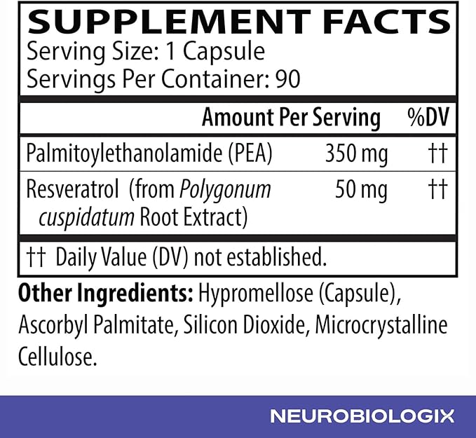 PEA Soothe Support Natural Relief Formula - PEA Supplement Featuring PEA & Resveratrol to Support Nerve Function & Reduce Sensitivity - Promotes Recovery, Mental Clarity, Energy & Everyday Balance