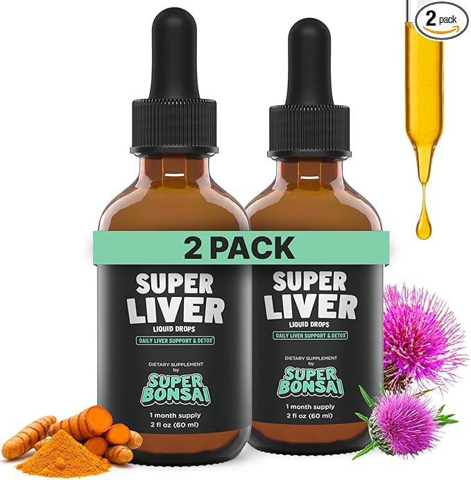 SUPERBONSAI Super Liver Support with Milk Thistle - All Natural Liver Cleanse Detox & Repair Aid - Doctor-Formulated Liver Supplement - Liquid Herbal Formula for Liver Health - 2 Month Supply (2 Pack)