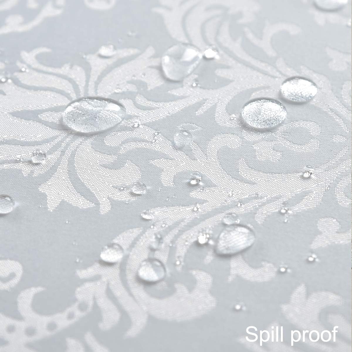 Rectangle Table Cloth - 52 x 70 Inch White Jacquard Tablecloths Damask Design Spillproof Wrinkle Resistant Shrinkproof Soft Tablecloth Polyester Oblong Table Cover for Kitchen Dinning Party Tabletop