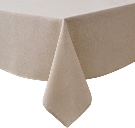 NLMUVW Linen Tablecloth Rectangle, Rustic Textured Table Cloth Water Resistant Farmhouse Table Cover for Kitchen Dining Party Coffee, Oatmeal, 54x96 Inch