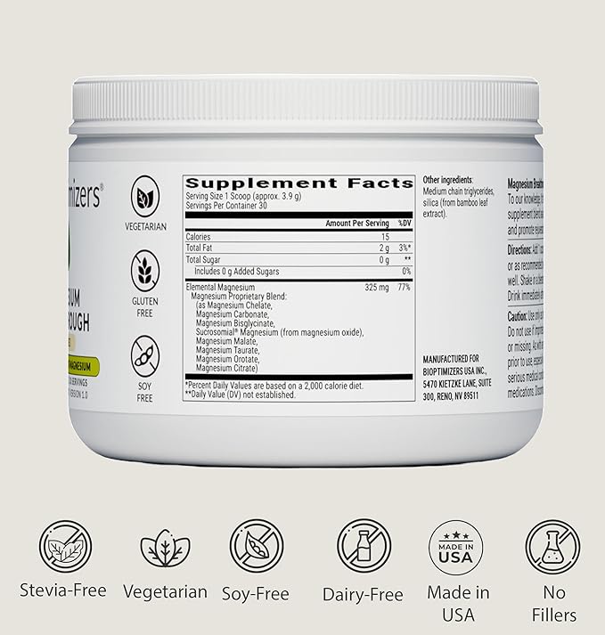 BIOptimizers Magnesium Breakthrough Drink - 8 Forms of Magnesium, Electrolytes, Sleep Health, Stress, Muscle Recovery, Heart Support | Glycinate, Citrate, Malate