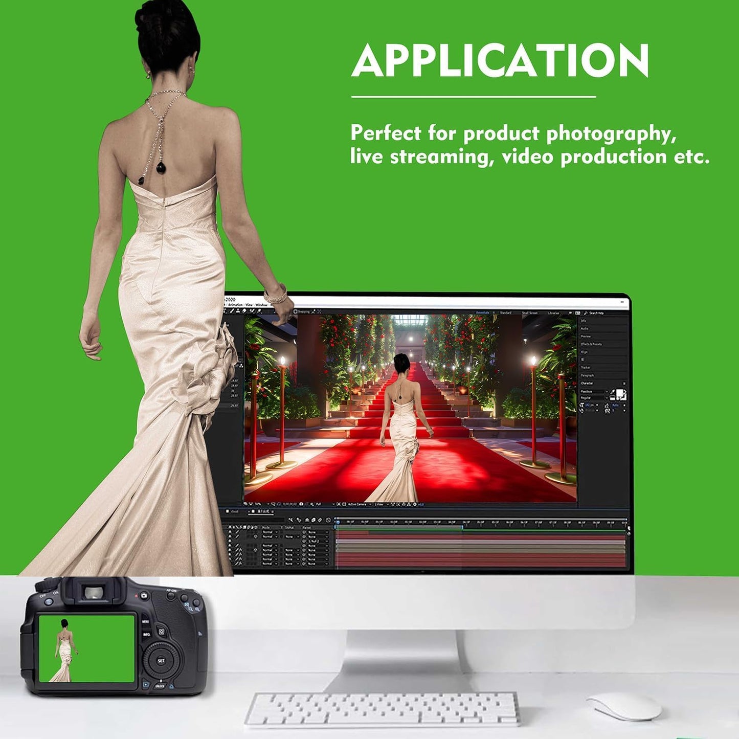 Green Screen Backdrop, Product Photo Backdrop for Photoshoot, Photography Background for Streaming Video Studio 6FTx9FT