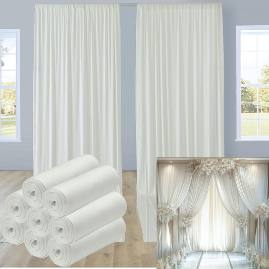 leegleri 40ftx12ft Wrinkle Free Ivory Backdrop Curtain, 8 Panels 12FT Height Ivory Wedding Backdrop Drapes, Silky Polyester Back Drop Cloth for Birthday Photography Background Party Backdrop Draping