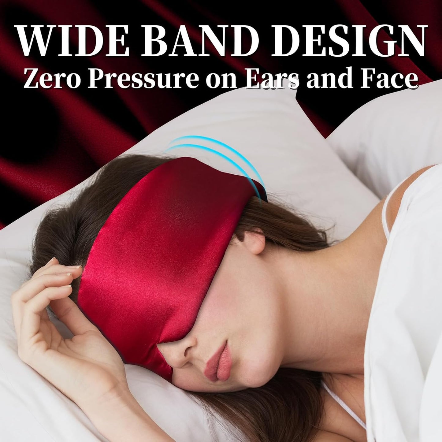100% Mulberry Silk Sleep Mask, Large Eye Cover for Sleeping, Comfortable and Pressure-Free Sleeping Masks for Women Men, Completely Blackout (Wine Red)