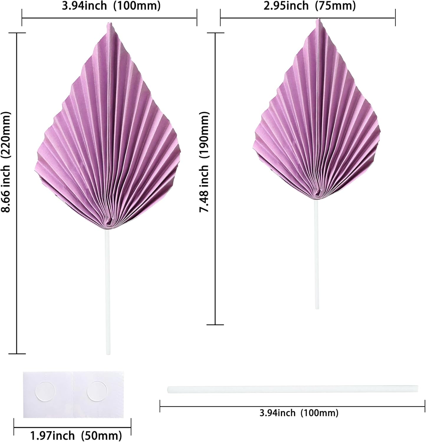 Ephlyn 6Pcs Paper Palm Fan Cake Topper Palm Spear Leaves Fan Cake Pick for DIY Craft Project Home Made Wedding Bridal Shower Birthday Anniversary Party Cake Decorations Purple