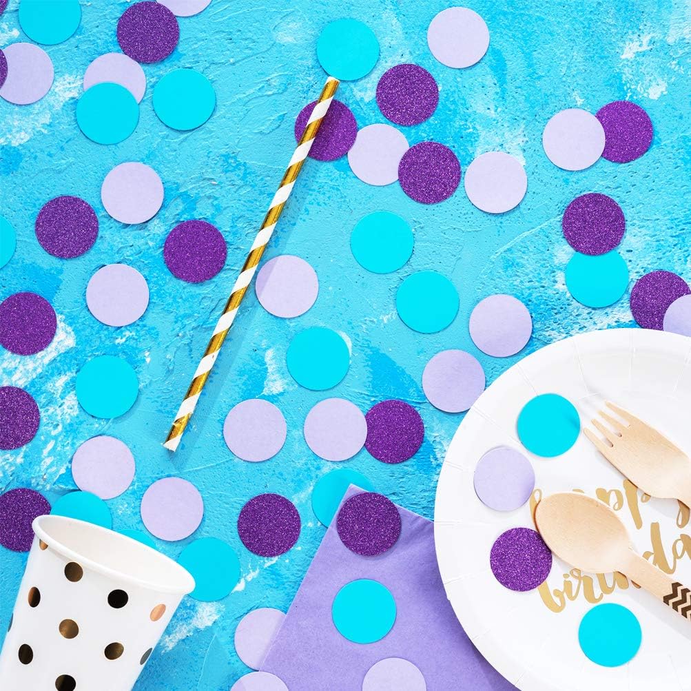 Confetti Circle Dots for Table Wedding Birthday Party Decoration,1.2 inch in Diameter(turquoise blue,lavender,purple,200pc)