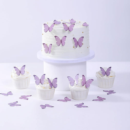48PCS Wafer Paper Butterfly Cake Toppers YOcity Edible Butterflies for Cake Decorations Purple Butterfly Cupcake Toppers for Birthday Party Wedding Food Decorations (Purple)